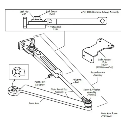 Norton 7701-8 Parallel Hold Open Arm Assembly - Door Closer Service ...